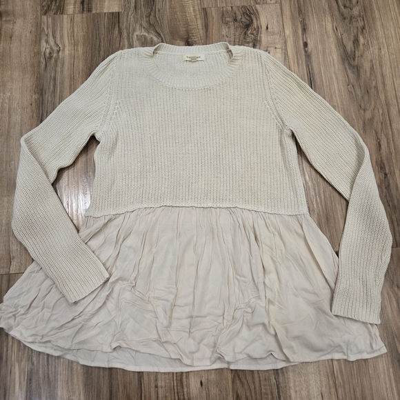 Black Swan Sweaters - Black Swan Cream Sweater with Layered Hem